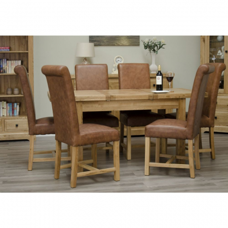 Deluxe Solid Oak Butterfly Dining Table and Six Chairs Set